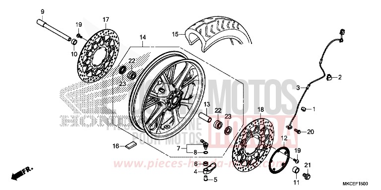 FRONT WHEEL for Gold Wing CANDY ARDENT RED (R367B) from 2019